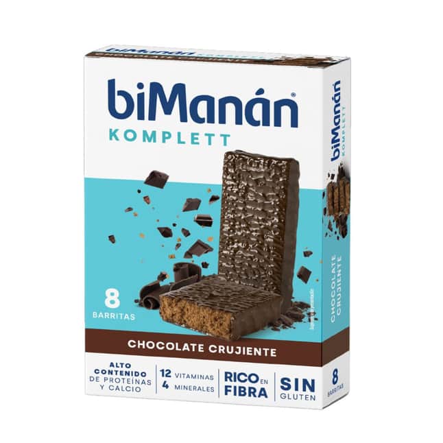 biManán Komplett Barritas sabor Chocolate Crujiente 8 unidades