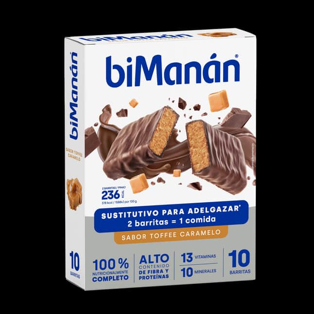 biManán Barritas sabor Toffee Caramelo 10 unidades