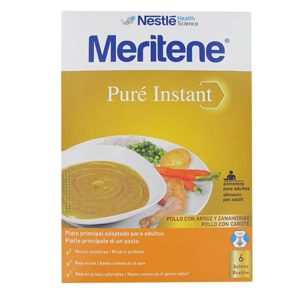 Meritene Pure Pollo Arroz Zanahoria 6 sobres de 75g