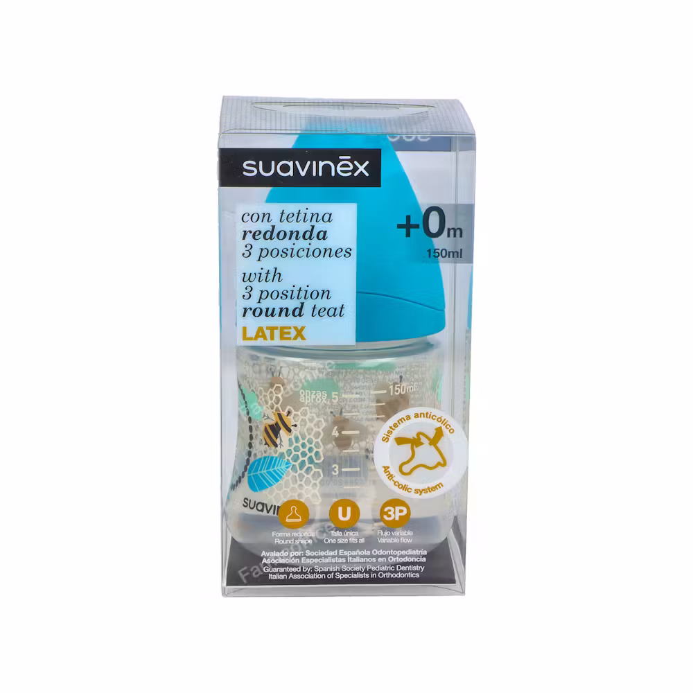 Suavinex Tetina Redonda 3 Posiciones +0 Meses 150ml